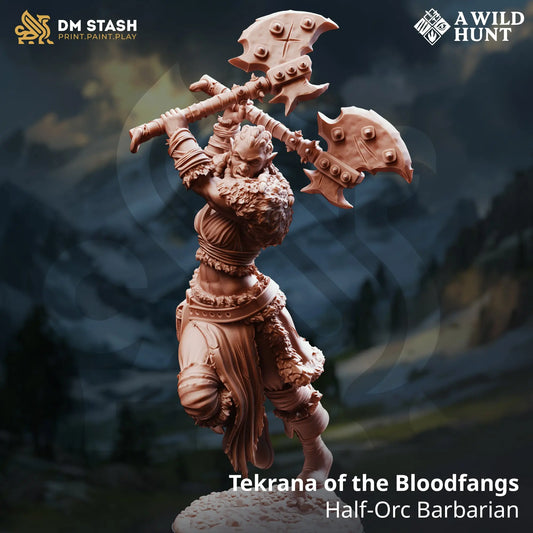 3D Printed Resin Miniature | 32mm Scale | The Wild Hunt - Half Orc - Six Sided Society