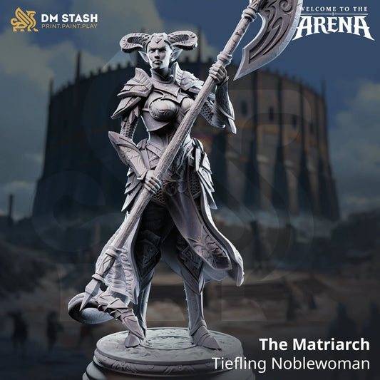 3D Printed Resin Miniature | 32mm Scale | The Arena - Tiefling Six Sided Society