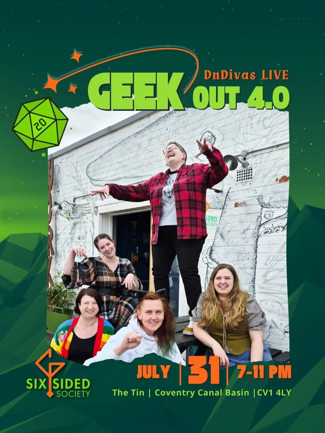 Fri 31st July | 7-11pm |  Geek Out 4.0 Live DnDivas @ The Tin Six Sided Society