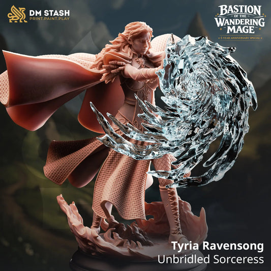 3D Printed Resin Miniature | 32mm Scale | Wandering Mage - Half-Elf Six Sided Society