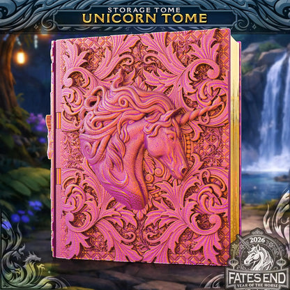 Unicorn Tome | 3D Printed Book | Dice + Cards + Mini Storage Box Six Sided Society