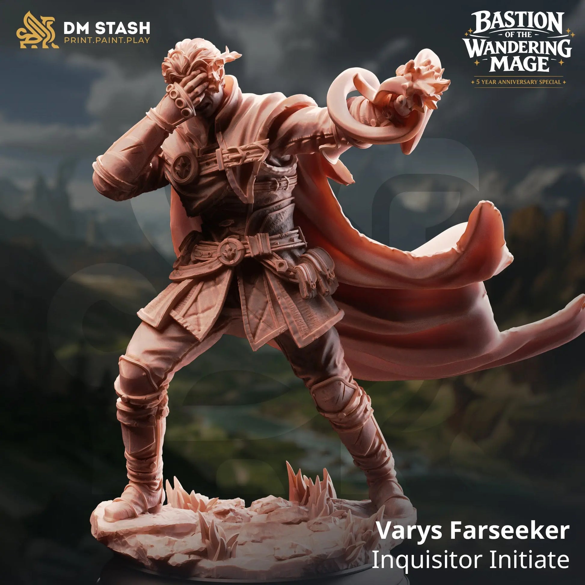 3D Printed Resin Miniature | 32mm Scale | Wandering Mage - Half-Elf Six Sided Society