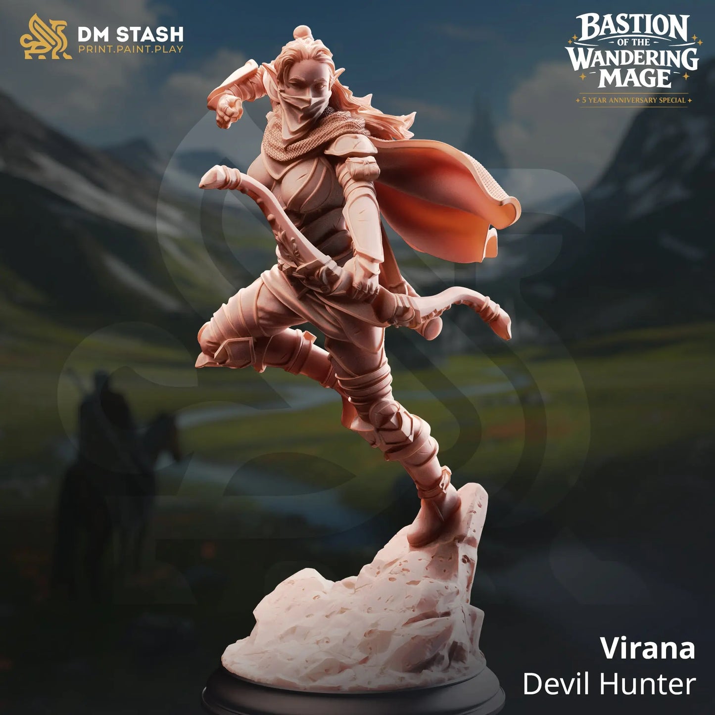 3D Printed Resin Miniature | 32mm Scale | Wandering Mage - Wood Elf Six Sided Society